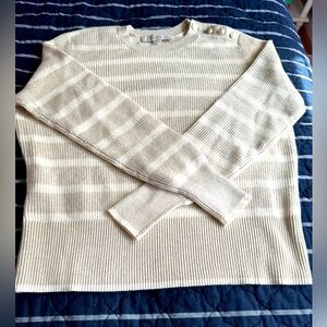 LOFT Cream Ribbed Knit Sweater